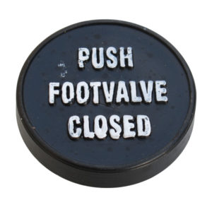 Foot valve control button
