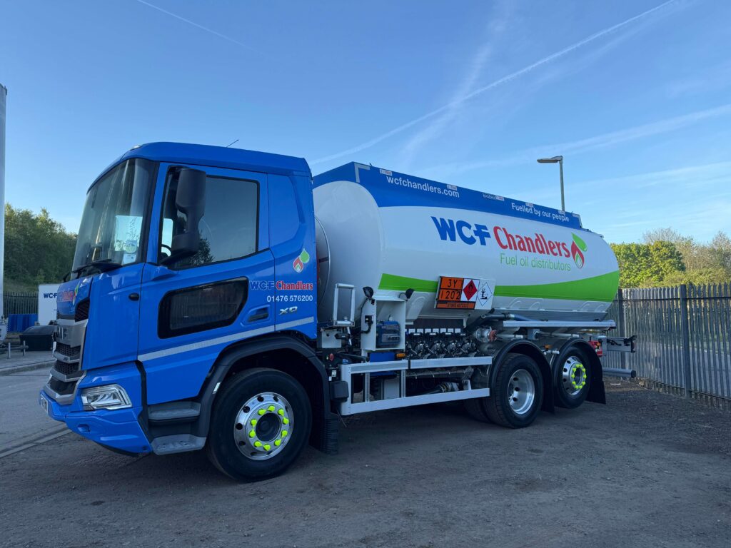 Image of WCF Chandlers truck, which features an OptiMate metering system.